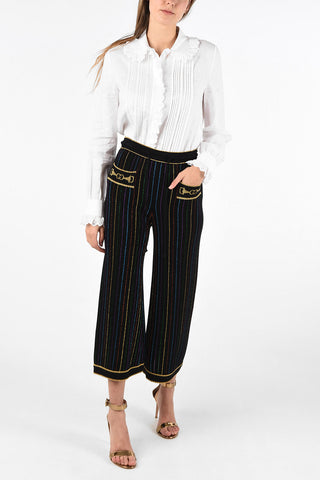 awning striped lurex capri pants