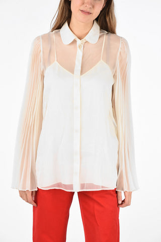 silk Sheer angel sleeve blouse