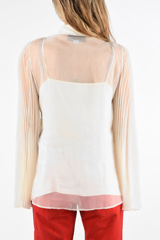 silk Sheer angel sleeve blouse