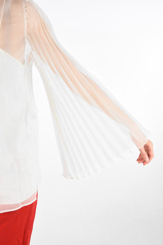 silk Sheer angel sleeve blouse