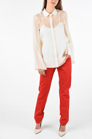 silk Sheer angel sleeve blouse