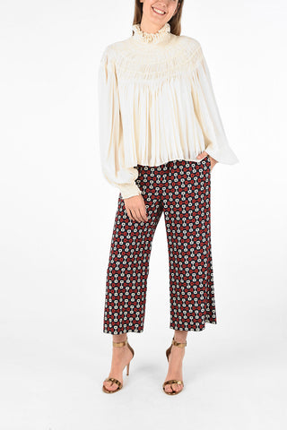 silk and ruffled top