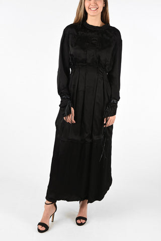 Silk Blend Long Sleeve Maxi Dress