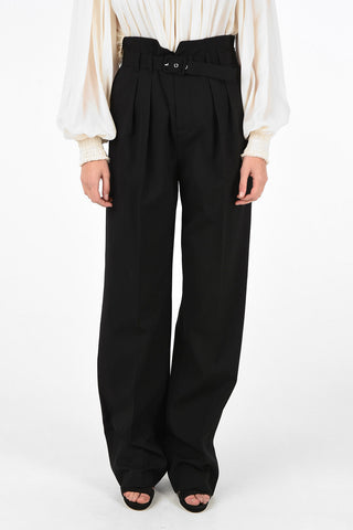 high-rise waist double pleat trousers with Belt