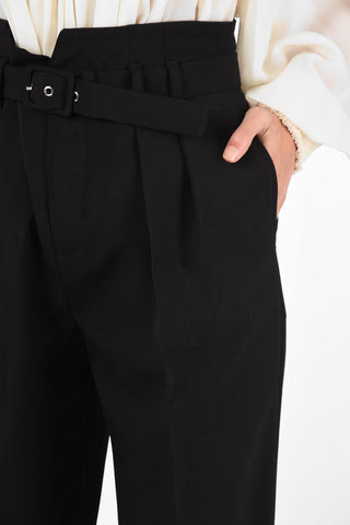 high-rise waist double pleat trousers with Belt