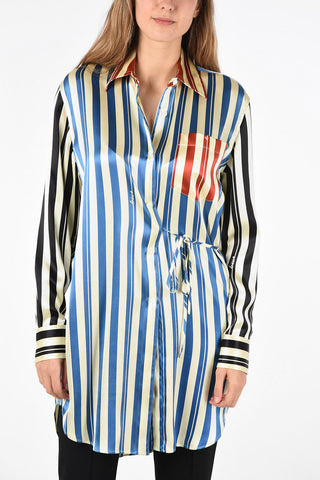 Silk-satin Oversized Shirt with Belt