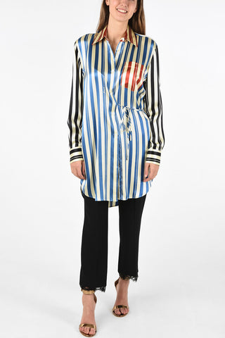 Silk-satin Oversized Shirt with Belt