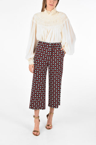 high-rise waist drawstring waist capri pants