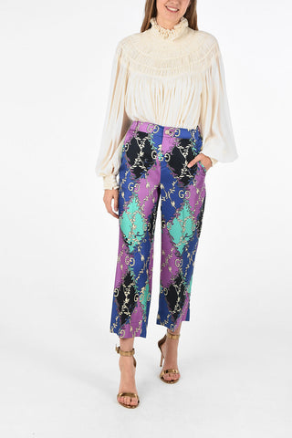 silk All over Logo capri pants