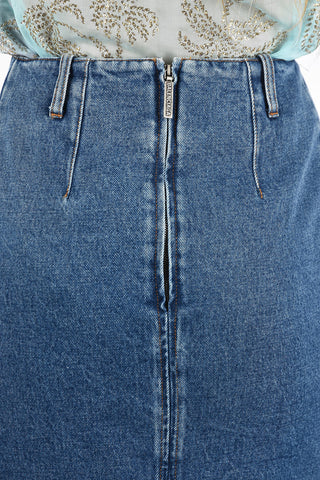 denim knee lenght skirt