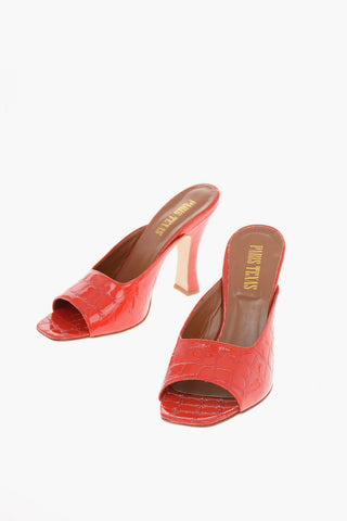 10cm croco print Leather Mules