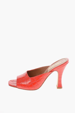 10cm croco print Leather Mules