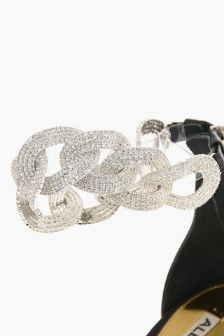 10 cm leather and rhinestone embellished ELSA Ankle-strap sandals