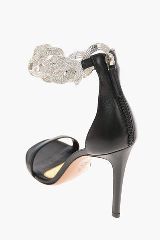 10 cm leather and rhinestone embellished ELSA Ankle-strap sandals
