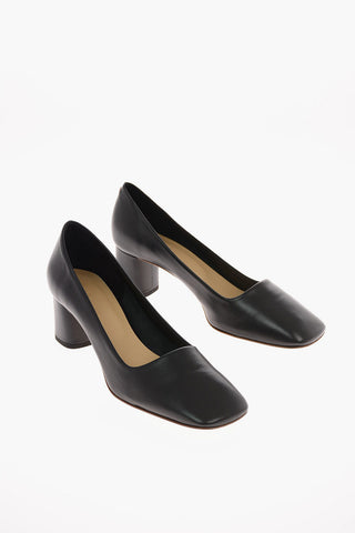 6 cm leather MEGHAN Square Toe Chunky Heel Pumps