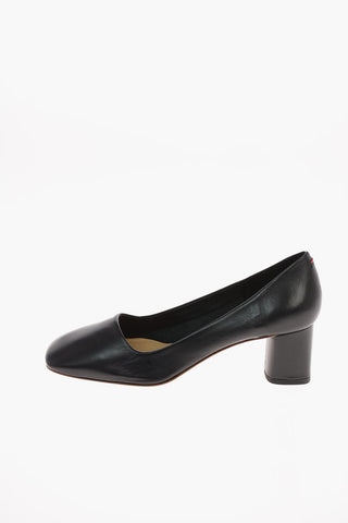 6 cm leather MEGHAN Square Toe Chunky Heel Pumps