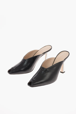 9 cm leather NIVA Peep Toe Mules