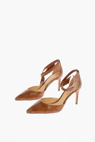 8 cm snake skin Point Toe Ankle-strap pumps