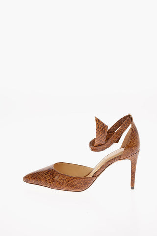 8 cm snake skin Point Toe Ankle-strap pumps