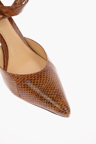 8 cm snake skin Point Toe Ankle-strap pumps