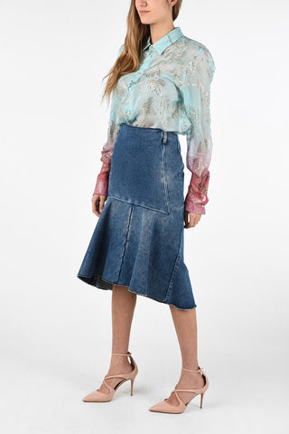denim knee lenght skirt