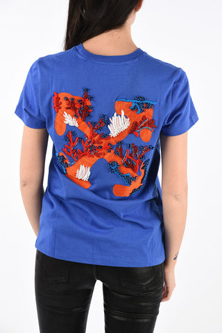 T-Shirt girocollo con Ricamo Corallo