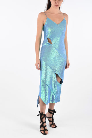 Sequined Maxi Bodycon Dress with Cut Out Details
