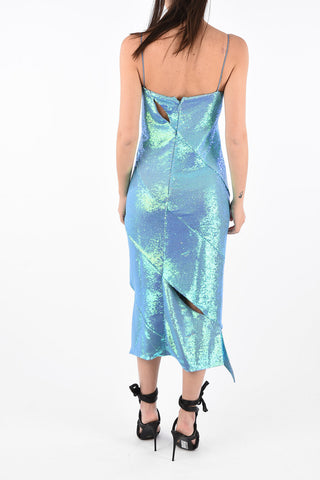 Sequined Maxi Bodycon Dress with Cut Out Details