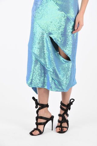 Sequined Maxi Bodycon Dress with Cut Out Details