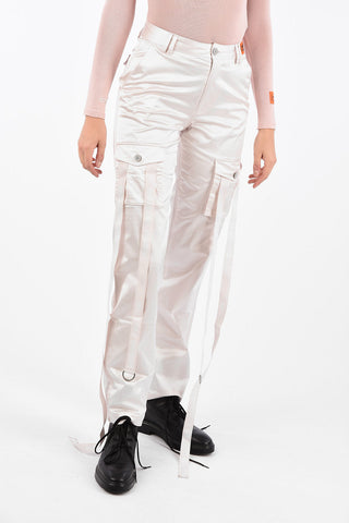 Mid Rise Satin Cargo Pants