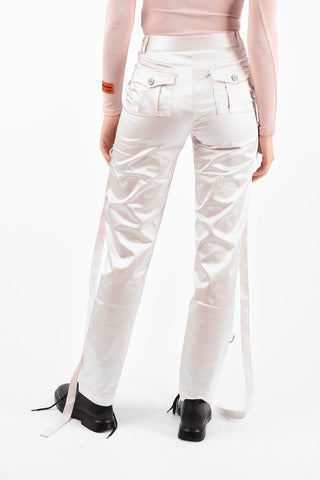 Mid Rise Satin Cargo Pants