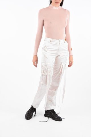 Mid Rise Satin Cargo Pants