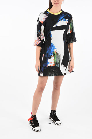 Brushstrokes- Print 3/4 Sleeve Mini Dress