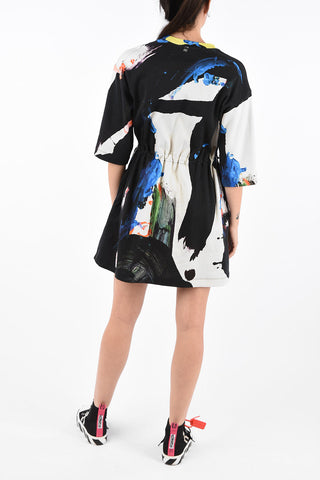 Brushstrokes- Print 3/4 Sleeve Mini Dress
