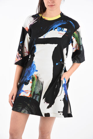 Brushstrokes- Print 3/4 Sleeve Mini Dress