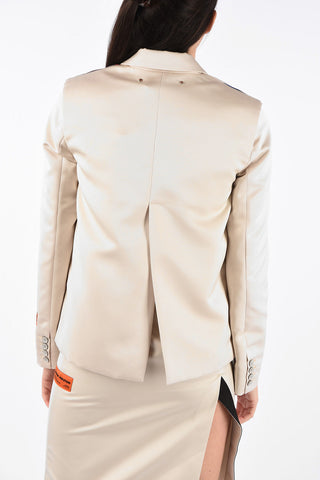 printed center vent notch lapel 2-button blazer