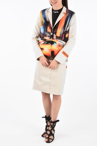 printed center vent notch lapel 2-button blazer
