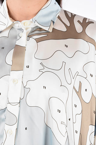 Printed Asymmetrical Flared Shirtdress