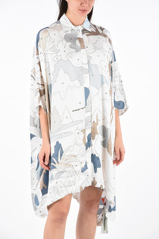 Printed Asymmetrical Flared Shirtdress