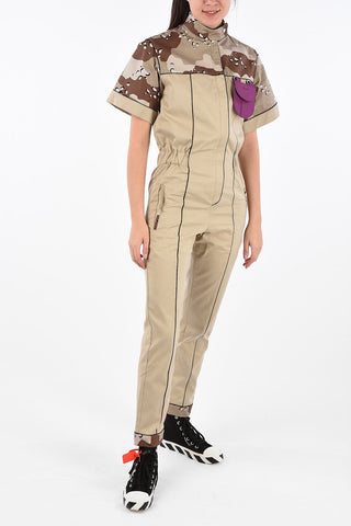 Utility-Style Jumpsuit with Camouflage Details