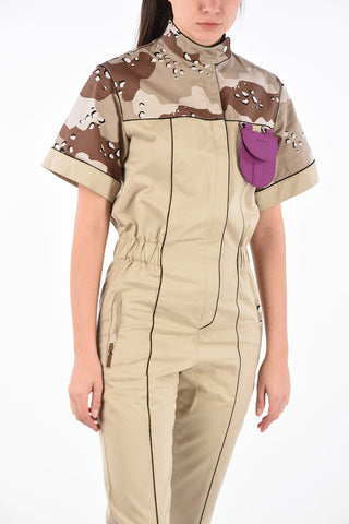 Utility-Style Jumpsuit with Camouflage Details
