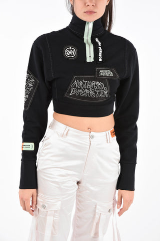 SAMI MIRO VINTAGE half zip mock-neck Crop sweatshirt