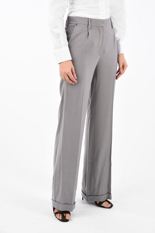 cuffed hem Single Pleat Tailoring Palazzo trousers