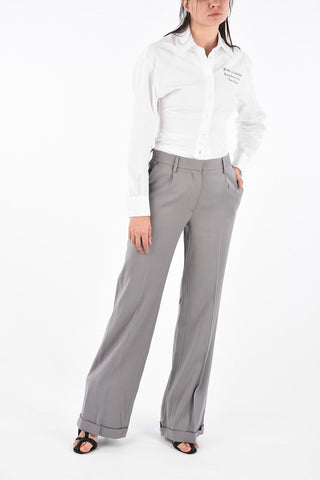 cuffed hem Single Pleat Tailoring Palazzo trousers