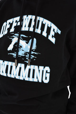 Felpa Stampa Swimming con Cappuccio