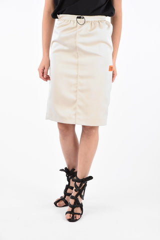 split-back hem below knee skirt