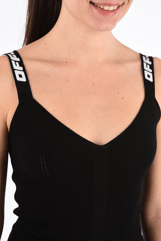 Knit INDUSTRIAL Mini Bodycon Dress with Logo Shoulder