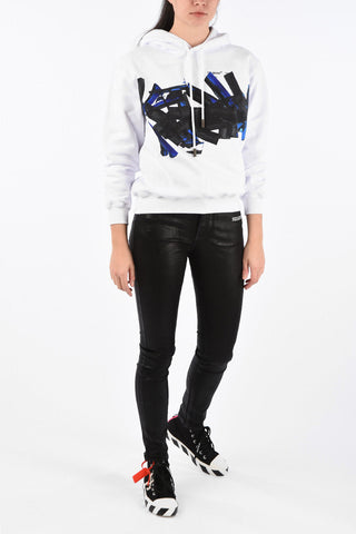 Felpa Oversize BLUE BRUSH in Cotone Stampato 