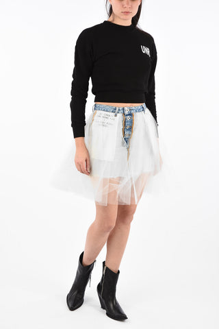 Denim Stone 10 Mini Skirt with Tulle