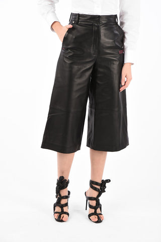 High Waist Leather Gaucho Pants